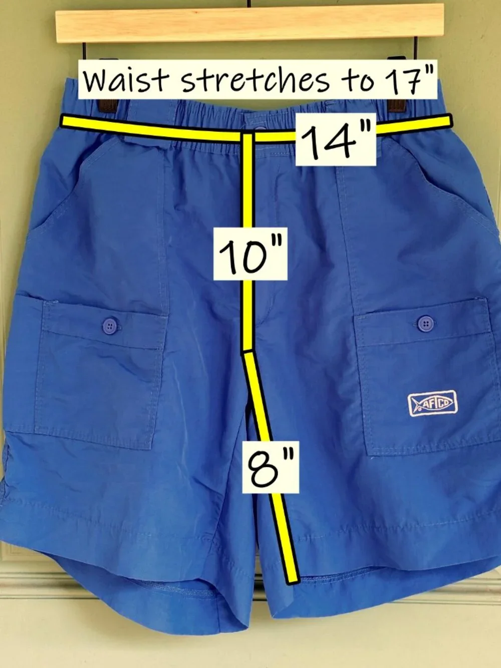 AFTCO Fishing Shorts Long Mens 34 Blue Nylon Cargo Angler Outdoor Utility Mexico